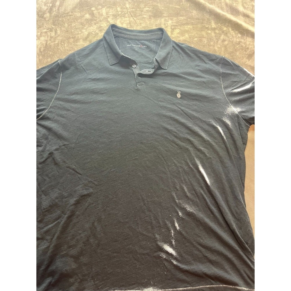 John Varvatos Polo Shirt Jet Black Short Sleeve Cotton Size XL